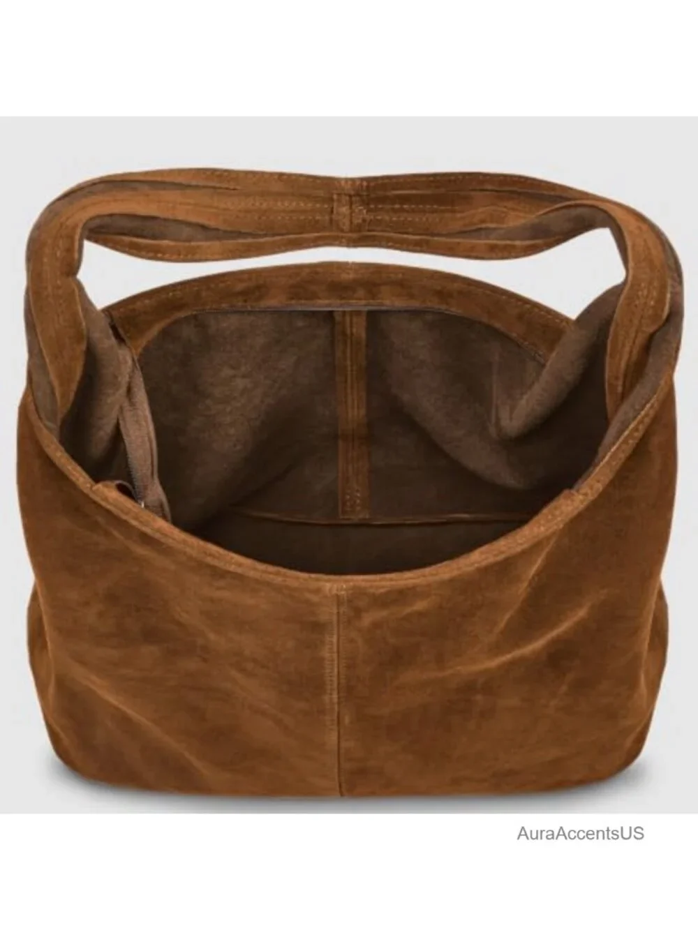 Genuine Suede Hobo Bag Women Zipper Shoulder Strap Soft Slouchy Purse